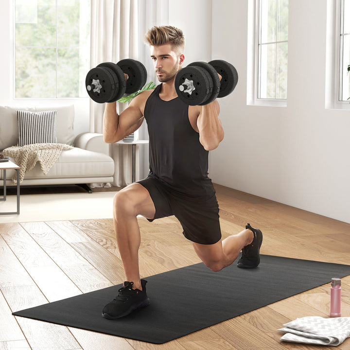 Soozier 55lb Adjustable Dumbbell Barbell Set for Home Gym Fitness Training