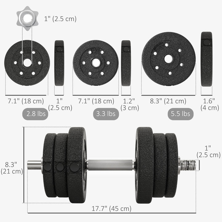 Soozier 55lb Adjustable Dumbbell Barbell Set for Home Gym Fitness Training