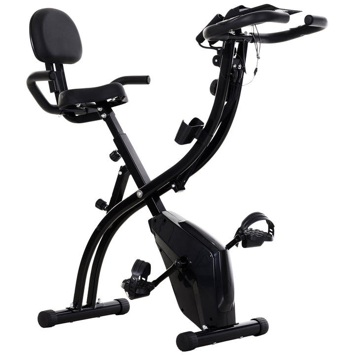 Soozier 2-in-1 Foldable Magnetic Exercise Bike with Arm Resistance Bands