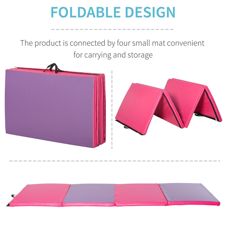 Soozier 4'x10' Folding Gymnastics Mat: Durable PU Leather, Pink & Purple