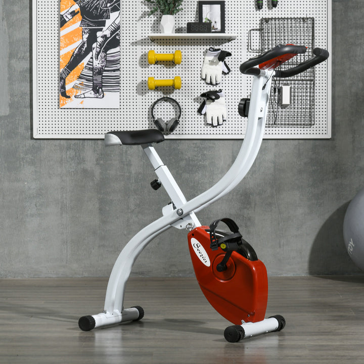 Soozier Foldable Magnetic Exercise Bike with 8-Level Resistance and LCD Monitor