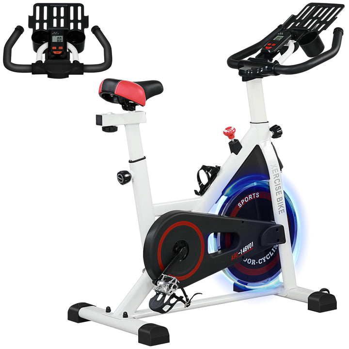 Soozier Adjustable Indoor Cycling Bike with LCD Monitor for Home Fitness