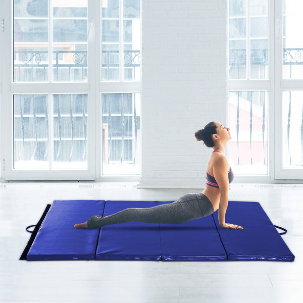 Soozier Folding Gymnastics Tumbling Exercise Mat with Carrying Handles for Home Workouts
