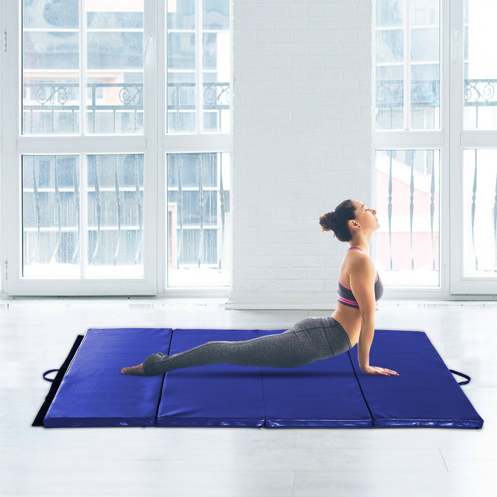 Soozier Folding Gymnastics Tumbling Exercise Mat with Carrying Handles for Home Workouts