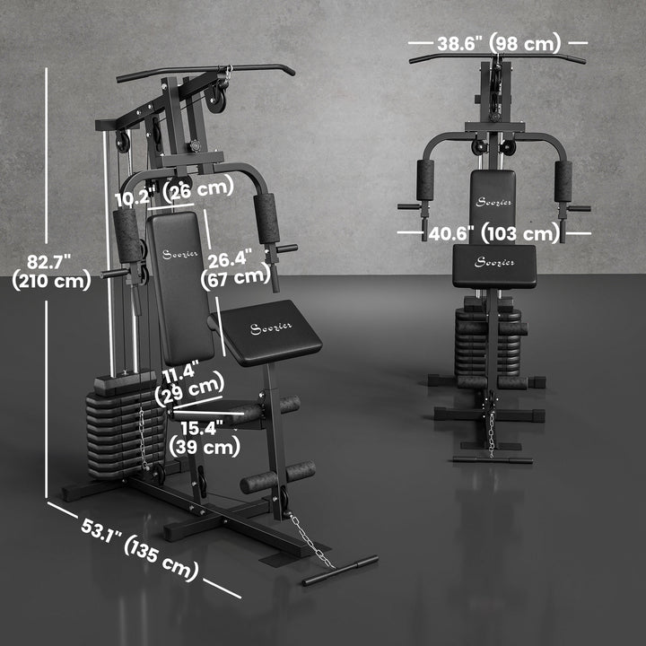 Soozier Multi-Exercise Home Gym Station, 99lb Weight Stack, Full Body Workout