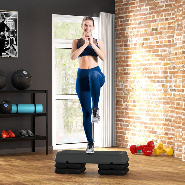 Soozier Adjustable Aerobic Stepper, 3-Level Risers, Home Gym Fitness Platform