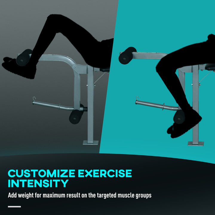 Soozier Adjustable Incline Decline Weight Bench with Leg Extension Barbell Rack