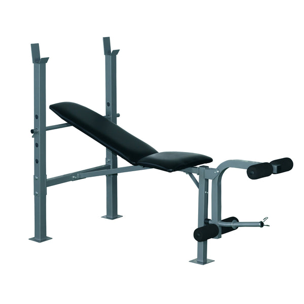 Soozier Adjustable Incline Decline Weight Bench with Leg Extension Barbell Rack
