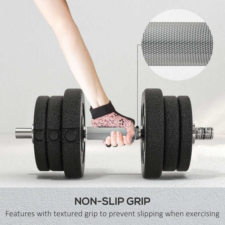 Soozier 55lb Adjustable Dumbbell Barbell Set for Home Gym Fitness Training