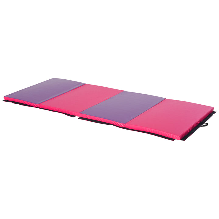 Soozier 4'x10' Folding Gymnastics Mat: Durable PU Leather, Pink & Purple