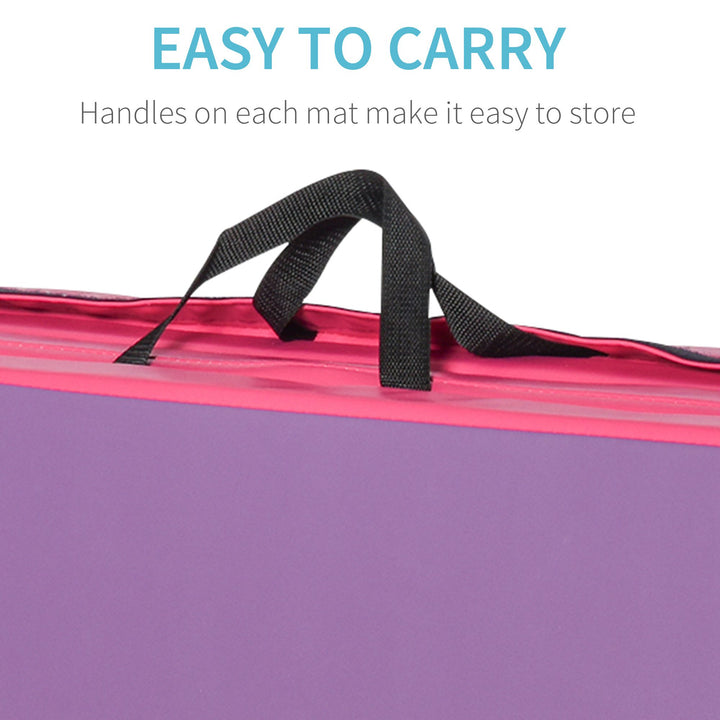Soozier 4'x10' Folding Gymnastics Mat: Durable PU Leather, Pink & Purple
