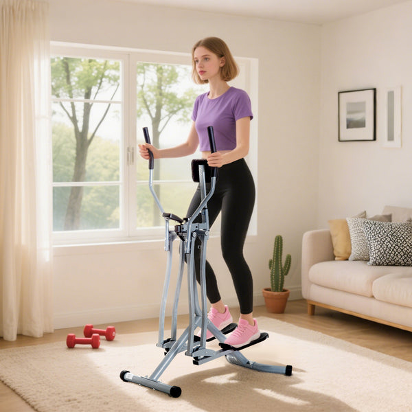 Soozier Upright Elliptical Air Walker Exercise Machine with LCD Monitor