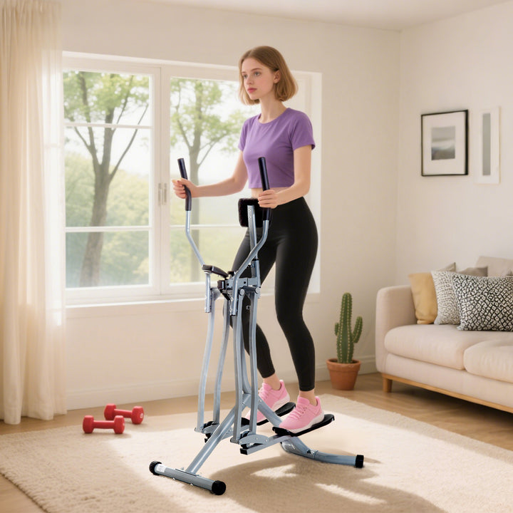 Soozier Upright Elliptical Air Walker Exercise Machine with LCD Monitor