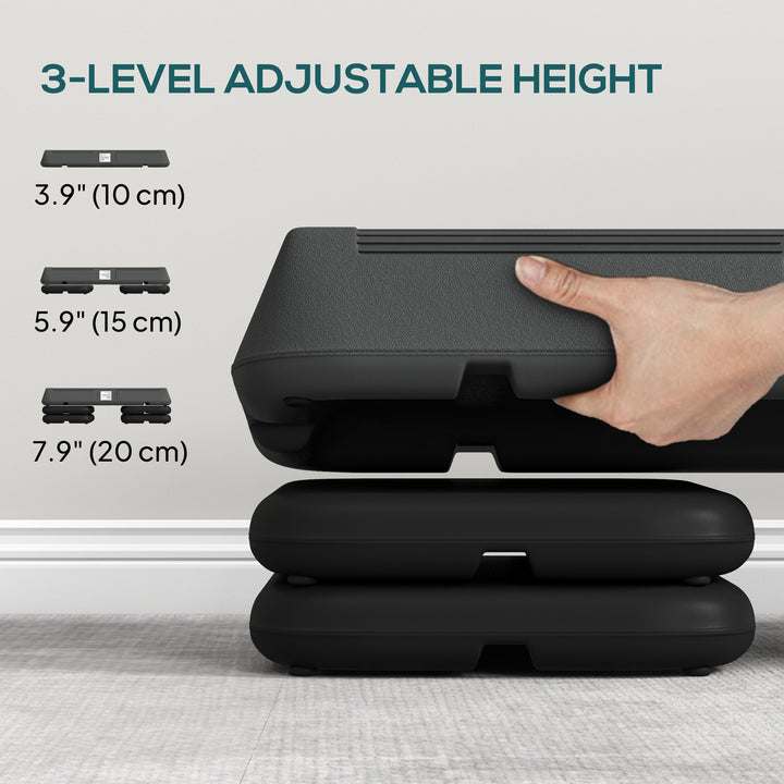 Soozier Adjustable Aerobic Stepper, 3-Level Risers, Home Gym Fitness Platform