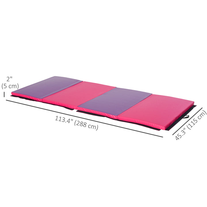 Soozier 4'x10' Folding Gymnastics Mat: Durable PU Leather, Pink & Purple