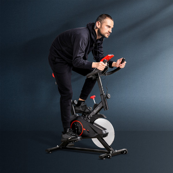 Soozier Magnetic Upright Exercise Bike with LCD Display, Adjustable Home Gym Cycling