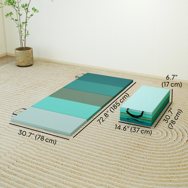 Soozier Folding Gymnastics Mat, Thick Exercise Yoga Training with Carry Handles
