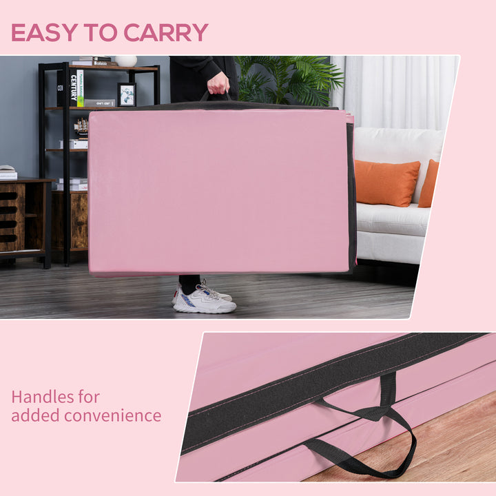 Soozier 4x8 ft Folding Gymnastics Tumbling Mat, Portable Exercise Yoga MMA Fitness Mat Pink