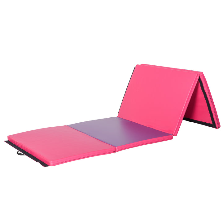 Soozier 4'x10' Folding Gymnastics Mat: Durable PU Leather, Pink & Purple