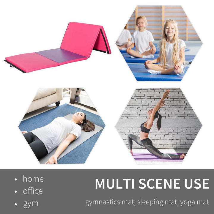 Soozier 4'x10' Folding Gymnastics Mat: Durable PU Leather, Pink & Purple