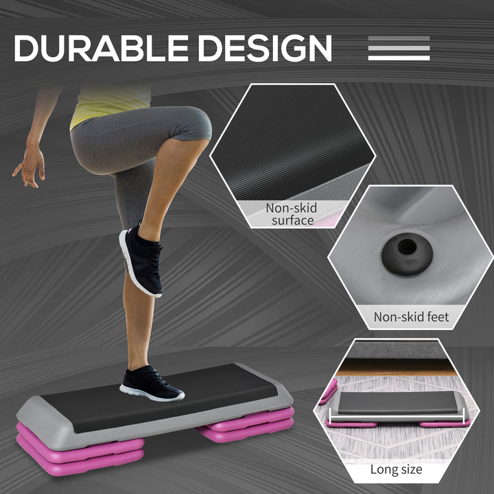 Soozier 43" Adjustable Aerobic Stepper, 3-Level Home Cardio Workout Platform
