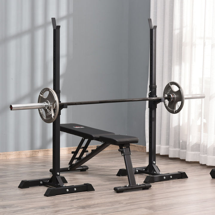 Adjustable Portable Home Gym Power Squat Stand, Barbell Holder Weight Rack
