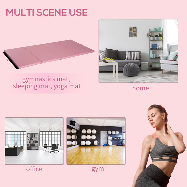 Soozier 4x8 ft Folding Gymnastics Tumbling Mat, Portable Exercise Yoga MMA Fitness Mat Pink