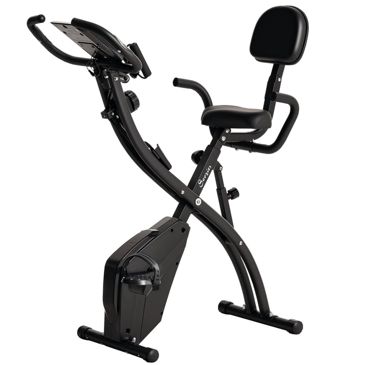 Soozier 2-in-1 Foldable Magnetic Exercise Bike with Arm Resistance Bands