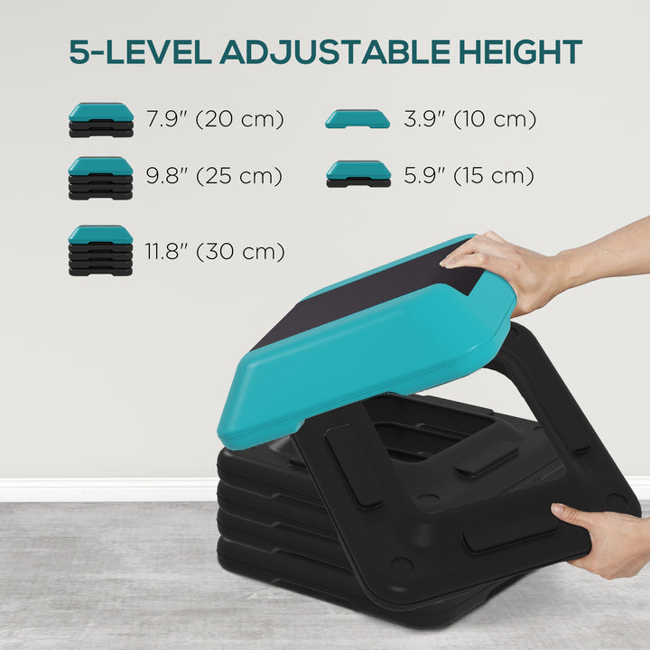 Soozier 5-Level Adjustable Aerobic Stepper Platform for Home Fitness Workout Blue