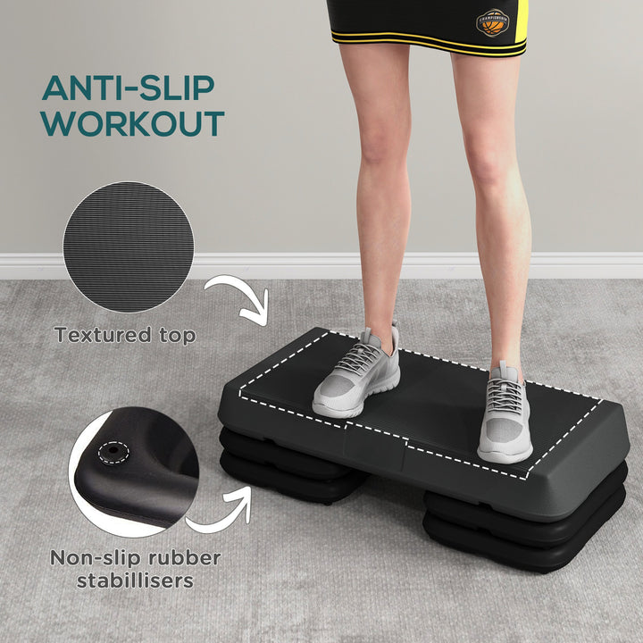 Soozier Adjustable Aerobic Stepper, 3-Level Risers, Home Gym Fitness Platform