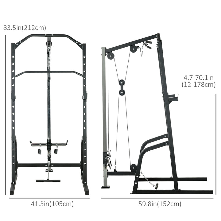 Soozier Adjustable Power Cage Rack: 15-Level Squat, Cable Pulley System, Home Gym