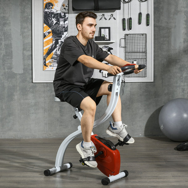 Soozier Foldable Magnetic Exercise Bike with 8-Level Resistance and LCD Monitor