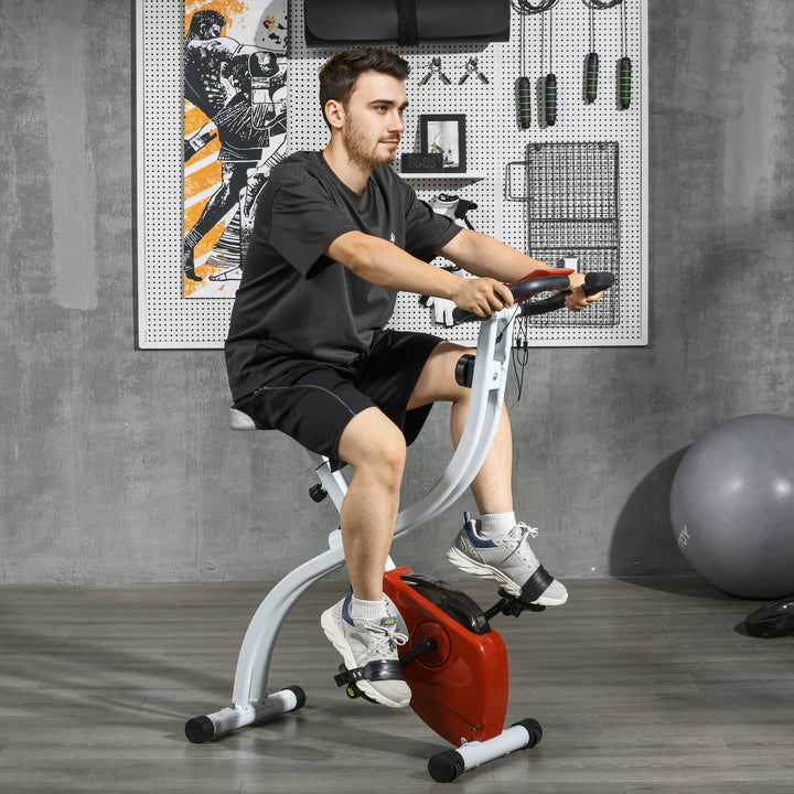 Soozier Foldable Magnetic Exercise Bike with 8-Level Resistance and LCD Monitor