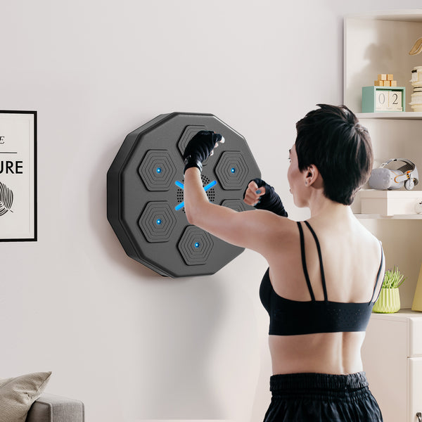 Soozier Smart Music Boxing Machine: Wall-Mounted LED Lights, Bluetooth for Beat Training
