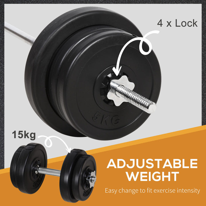 Soozier Adjustable Dumbbell Barbell Weight Set for Home Gym Strength Training