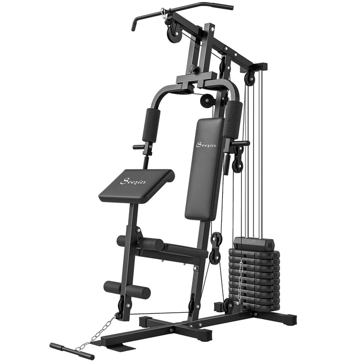 Soozier Multi-Exercise Home Gym Station, 99lb Weight Stack, Full Body Workout
