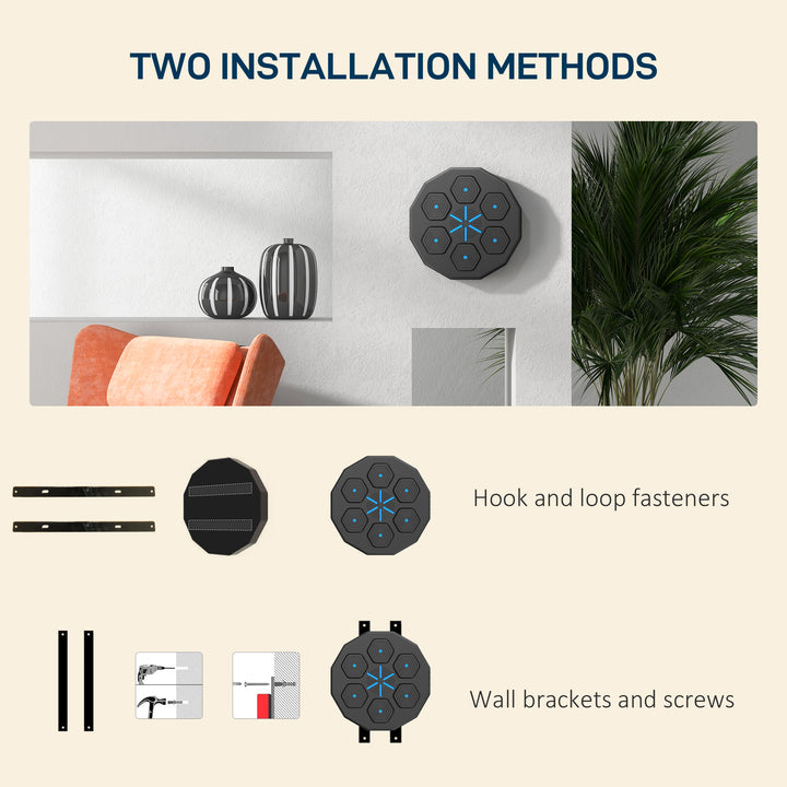 Soozier Smart Music Boxing Machine: Wall-Mounted LED Lights, Bluetooth for Beat Training