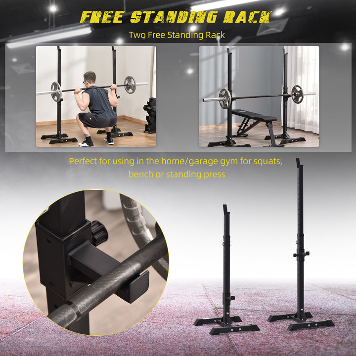 Adjustable Portable Home Gym Power Squat Stand, Barbell Holder Weight Rack