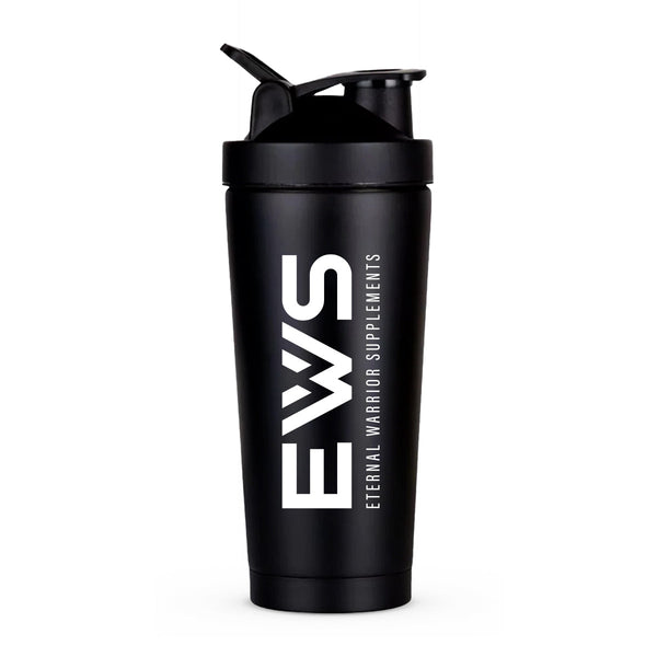 Durable Black EWS Shaker Bottle for Protein Powder and Supplements