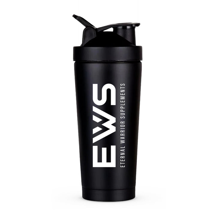 Durable Black EWS Shaker Bottle for Protein Powder and Supplements