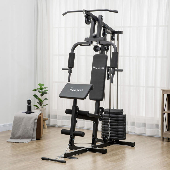 Soozier Multi-Exercise Home Gym Station, 99lb Weight Stack, Full Body Workout