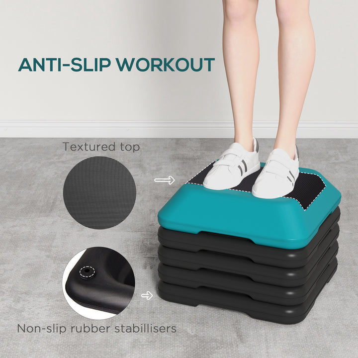 Soozier 5-Level Adjustable Aerobic Stepper Platform for Home Fitness Workout Blue