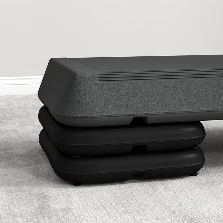 Soozier Adjustable Aerobic Stepper Platform, 3-Level Risers, Home Gym Fitness