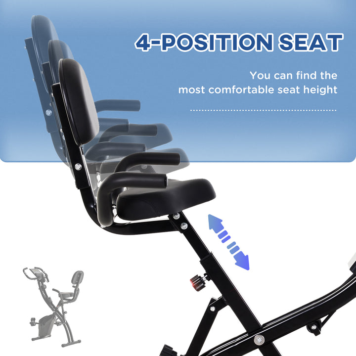 Soozier 2-in-1 Foldable Magnetic Exercise Bike with Arm Resistance Bands