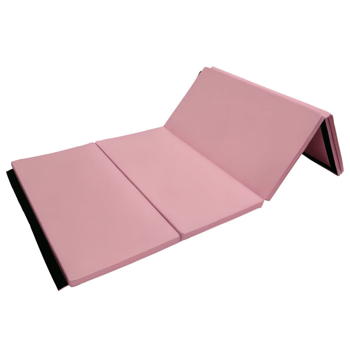 Soozier 4x8 ft Folding Gymnastics Tumbling Mat, Portable Exercise Yoga MMA Fitness Mat Pink