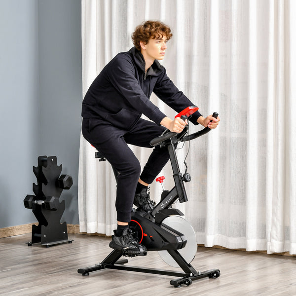 Soozier Magnetic Upright Exercise Bike with LCD Display, Adjustable Home Gym Cycling